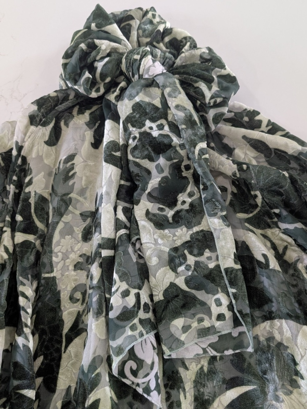 F.R.S For Restless Sleepers Polimnia Green Silk Velvet Scarf Blouse Large Italy - Picture 7 of 14